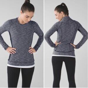 Lululemon Think Fast Long Sleeve Shirt Coco Pique Black Gray Sz 8 BRAND NEW NWT